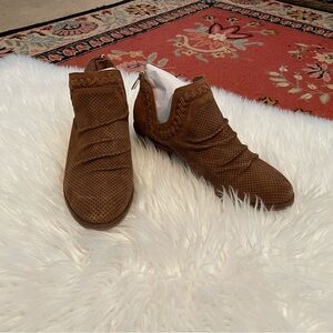 Vince Camuto Tan Perforated Ankle Booties